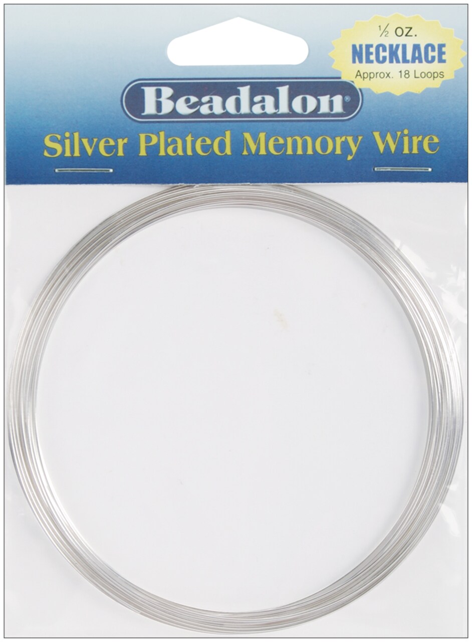 Beadalon Memory Wire Necklace .62mm .5oz-Silver-Plated - 18 Coils
